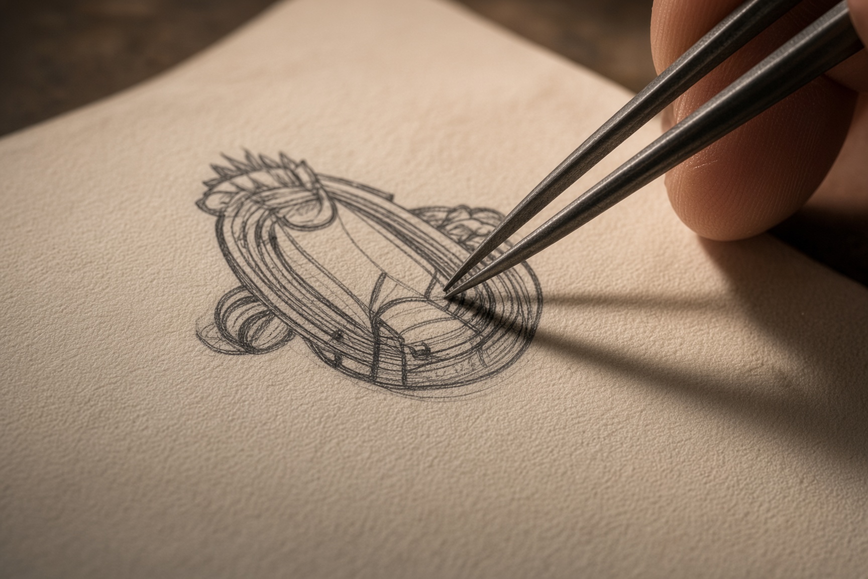 A custom ring sketched before it is made